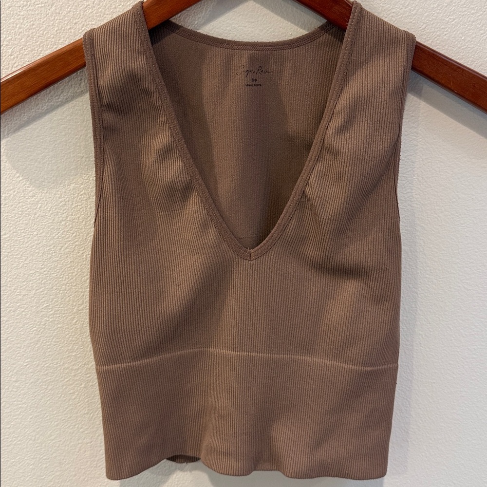 Taupe Ribbed Knit Top